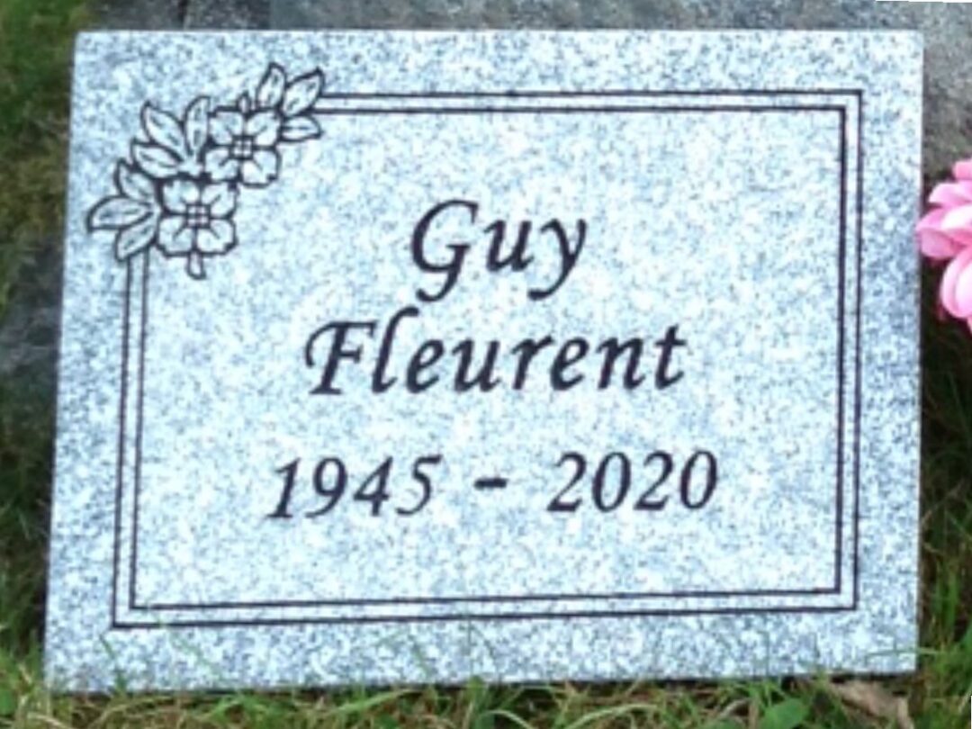Pierre tombale - Plaque funéraire 20 - ligne contour et dessin fleurs