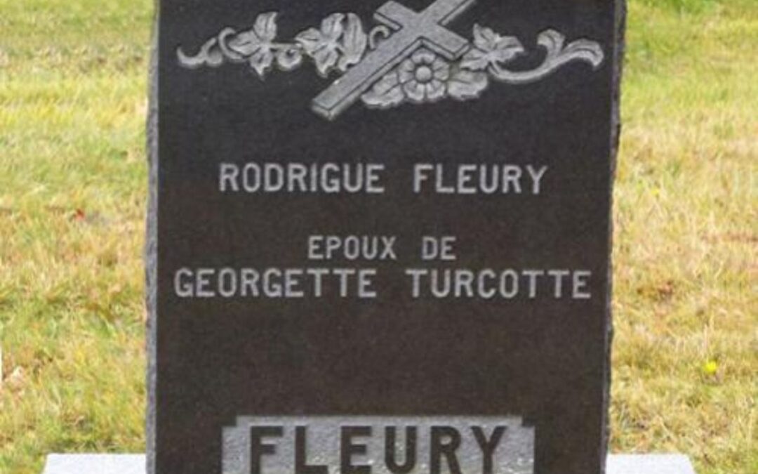 Pierre tombale dessin croix penchée et fleur
