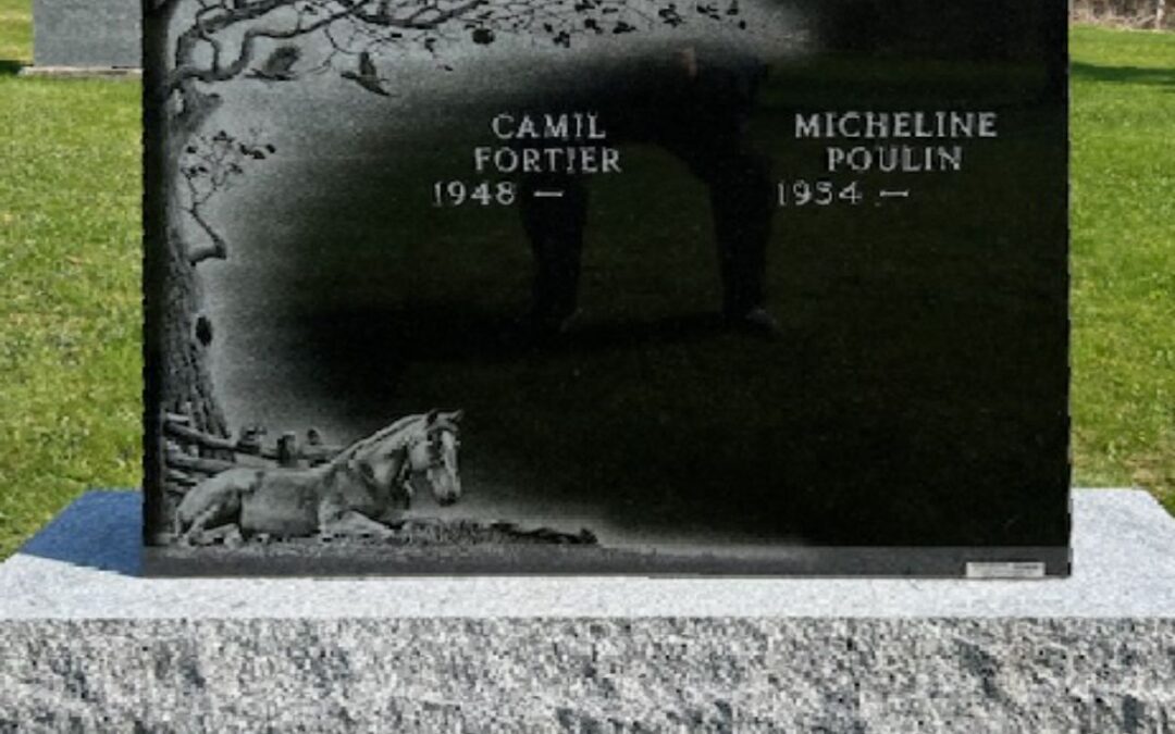 Pierre tombale standard avec image gravée personnalisée
